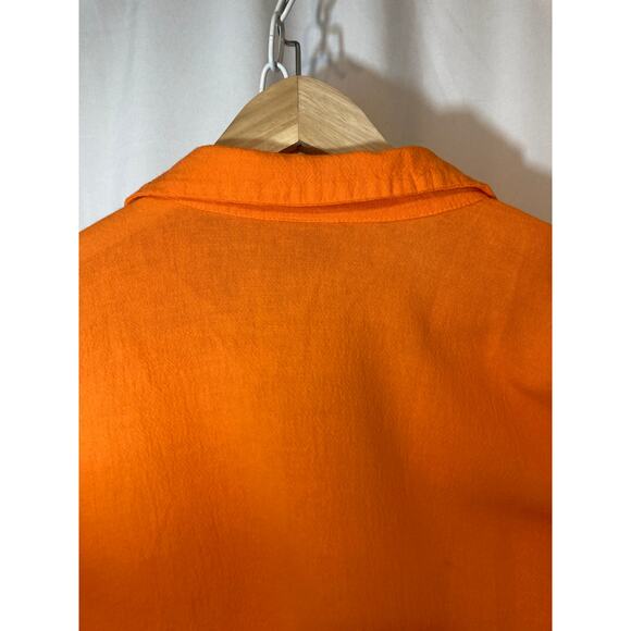 Vintage Dunes Orange Shell Buttons Long Shirt Textured Button Up Blouse Top - Picture 10 of 11